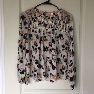 Floral cream pink blouse